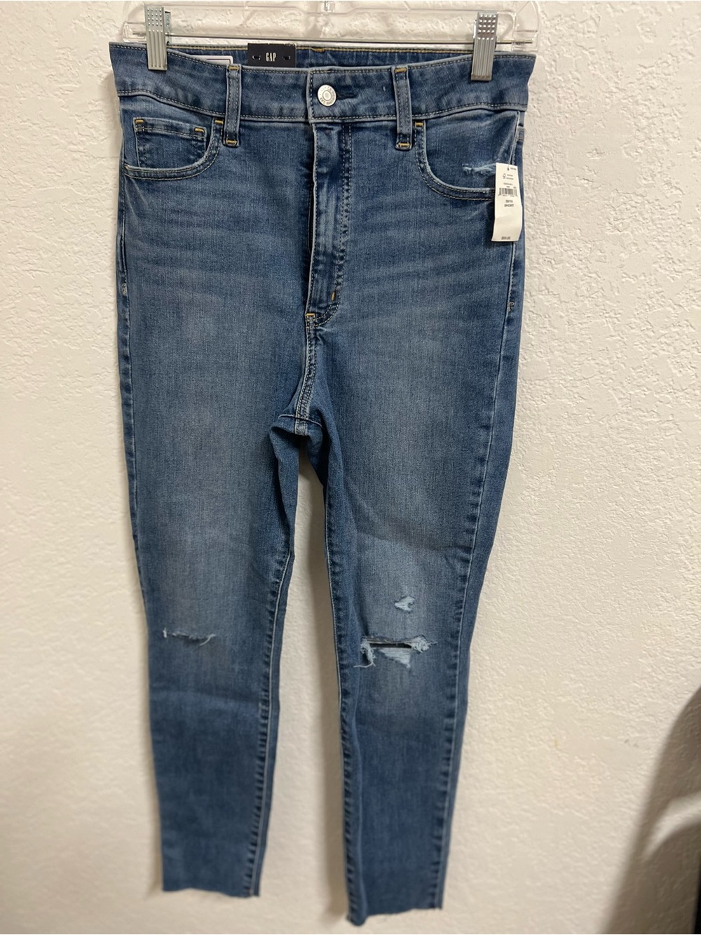 GAP Medium Blue Distressed Jeggings Jeans - Women